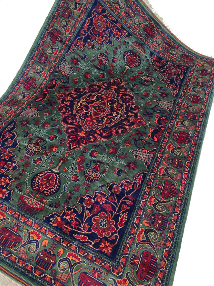 فرش سبزلاکی طرح قشقایی-شش متری-z377129